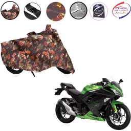 Auto Pearl Polyester Waterproof Two Wheeler Cover for Kawasaki Ninja 300,(Jungle Print)-image-23