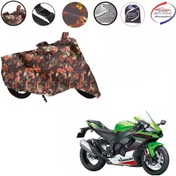 Auto Pearl Polyester Waterproof Two Wheeler Cover for Kawasaki Ninja ZX 10R,(Jungle Print)-image-19