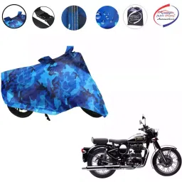 Auto Pearl Polyester Waterproof Two Wheeler Cover for Royal Enfield Classic Chrome,(Ocean Blue)-picture-24