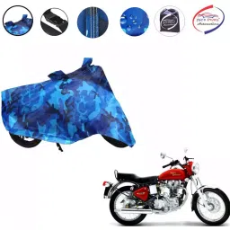 Auto Pearl Polyester Waterproof Two Wheeler Cover for Royal Enfield Electra 5S,(Ocean Blue)-picture-15