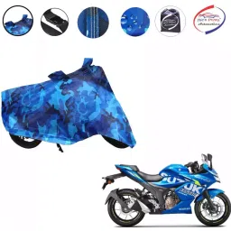 Auto Pearl Polyester Waterproof Two Wheeler Cover for Suzuki Gixxer SF 250,(Ocean Blue)-picture-33