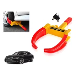 Auto Pearl Security Adjustable Anti Theft Yellow, Red Wheel Clamp Lock Compatible with Audi S8-image-32