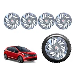 Auto Pearl Sil02_R Press Type Car Wheel Cover with Retention Ring 35.56 cm (14 Inch) Glossy Silver for Tata Altroz XE Petrol (Set of 4)-picture-19