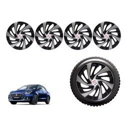 Auto Pearl SilBlk13_R Press Type Car Wheel Cover with Retention Ring 35.56 cm (14 Inch) Glossy Silver, Black for Maruti Swift Dzire LXI (Set of 4)-picture-14