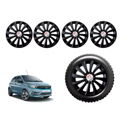Auto Pearl T3B51_R Press Type Car Wheel Cover with Retention Ring 35.56 cm (14 Inch) Glossy Black for Tata Tiago (Set of 4)-picture-31