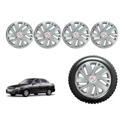 Auto Pearl T4Sil01_R Press Type Car Wheel Cover with Retention Ring 35.56 cm (14 Inch) Glossy Silver for Accent (Set of 4)-picture-25