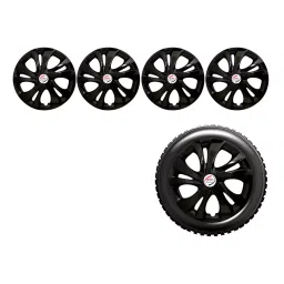Auto Pearl T5Blk57_R Press Type Car Wheel Cover with Retention Ring 35.56 cm (14 Inch) Glossy Black for Universal Car (Set of 4)-picture-17