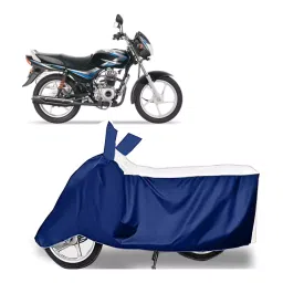 Auto Pearl Two Wheeler Cover for Bajaj CT100 - White, Blue-picture-14