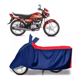 Auto Pearl Two Wheeler Cover with Bag for Hero HF, Red & Blue-picture-12