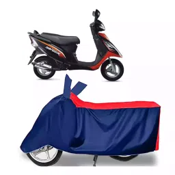 Auto Pearl Two Wheeler Cover with Bag for TVS Scooty Streak, Red & Blue-picture-17