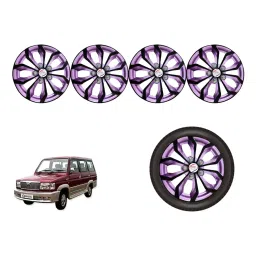 Auto Pearl VioRev37_R Press Type Car Wheel Cover with Retention Ring 35.56 cm (14 Inch) Glossy Black, Purple for Toyota Qualis (Set of 4)-picture-30
