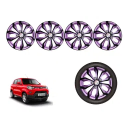 Auto Pearl VioRev40_R Press Type Car Wheel Cover with Retention Ring 35.56 cm (14 Inch) Glossy Black, Purple for Maruti S-Presso LXI Petrol (Set of 4)-picture-27