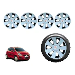 Auto Pearl WaSlvBK38_R Press Type Car Wheel Cover with Retention Ring 35.56 cm (14 Inch) Glossy Silver, Black for Maruti Ritz (Set of 4)-picture-22