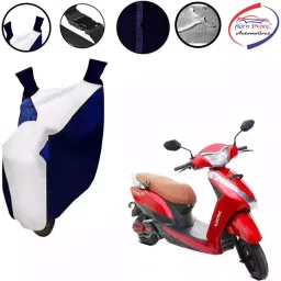 Auto Pearl Waterproof Two Wheeler Cover For Ampere Magnus (White & Blue)-picture-34