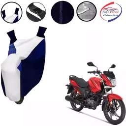 Auto Pearl Waterproof Two Wheeler Cover For Hero MotoCorp Glamour (White & Blue)-picture-25