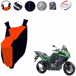 Auto Pearl Waterproof Two Wheeler Cover For Kawasaki Versys 1000 (Orange & Blue)-picture-13