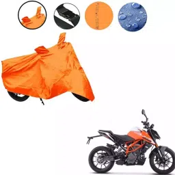 Auto Pearl Waterproof Two Wheeler Cover For KTM 125 Duke (Orange)-picture-18