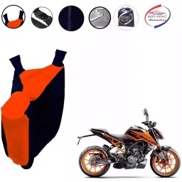 Auto Pearl Waterproof Two Wheeler Cover For KTM 200 Duke (Orange & Blue)-picture-23