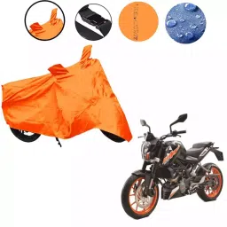 Auto Pearl Waterproof Two Wheeler Cover For KTM Duke 200 (Orange)-picture-22