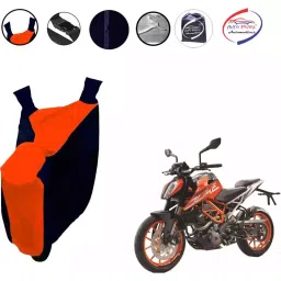 Auto Pearl Waterproof Two Wheeler Cover For KTM Duke 390 ABS (Orange & Blue)-picture-22