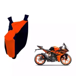 Auto Pearl Waterproof Two Wheeler Cover For KTM RC 200 (Orange & Blue)-picture-18