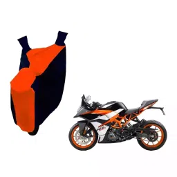 Auto Pearl Waterproof Two Wheeler Cover For KTM RC 390 (Orange & Blue)-picture-27