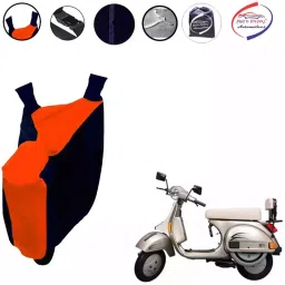 Auto Pearl Waterproof Two Wheeler Cover For LML NV (Orange & Blue)-picture-19