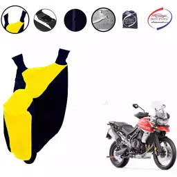 Auto Pearl Waterproof Two Wheeler Cover For Triumph Tiger 800 XCA (Yellow & Blue)-picture-21