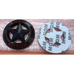 AutoBizarre 3D Raised Matte Black Round Star Texas Edition Metal Monogram Emblem Badge Sticker for All Cars & Bikes image 3