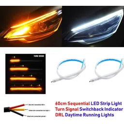 autobizarre White Flow LED Sequential Audi Style Daytime Running Lights Stick-on Above Headlamp Car Fancy Lights-picture-10