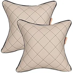 Autofit Beige & Black Double Quilted Car Cushion Set (Set Of 2 Pieces) Universal For All Cars - Leather-picture-24