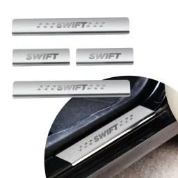 Automoto Stainless Steel Silver Non-led Footstep Door Sill Plate for Maruti Suzuki Swift New All Model (Set of 4)-picture-18