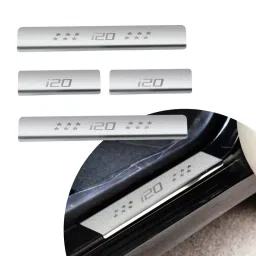 Automoto Stainless Steel Silver Non-led Footstep Door Sill Plate for Old I20 All Model (Set of 4)-picture-27