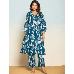 AUTUMN LANE Women Sasha Azure Printed Kurta Pant Set-picture-10