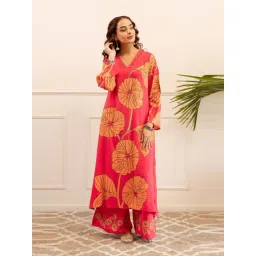 Autumnlane Pink Kabool Tomatoes Floral Relaxed Fit Kurta Pant Set-picture-28