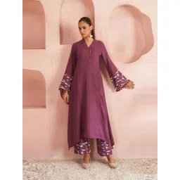 Autumnlane Purple Orja Jam Relaxed Fit Kurta Pant Set-picture-33