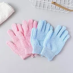 AUXA Exfoliating Gloves Body Scrubber Bath Gloves | Premium Soft Body Scrubbing Gloves for Men and Women Cleanse Dead or Dry Skin 1 Pair (Random Color)-picture-19