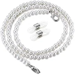 AV Fashion India - White Pearl Mask Lanyard Eye Glasses String Holder Healing 74 CM Beaded Eyeglass Necklace Chains For Unisex ( White )-picture-10