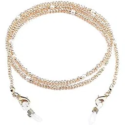 AV Fashion India - Yellow Beads with White Pearl Mask Lanyard Eye Glasses String Holder Healing 74 CM Crystal Beaded Eyeglass Necklace Chains with Pearl for Women and Unisex ( Yellow Gold )-picture-11