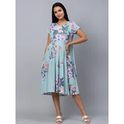 AV2 Blue Floral  Printed Maternity Midi Dress-picture-35