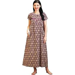 av2 Cotton Women Printed Maxi Maternity Feeding Nighty-picture-51