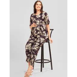AV2 Floral Printed Round Neck Top With Trousers Co-Ords-picture-37