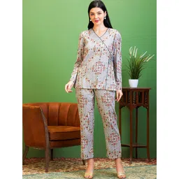 AV2 Floral Printed V-Neck Top With Trousers-picture-34