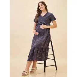 AV2 Printed Pure Cotton Short Nighty Feeding Dress-picture-10