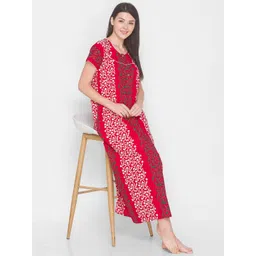 AV2 Red Printed Pure Cotton Maternity Maxi Nightdress-picture-28