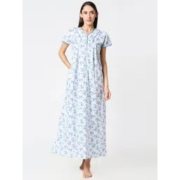 AV2 Women Blue Printed Pure Cotton Nightdress-picture-28