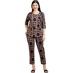 av2 Women Cotton Maternity|Nursing|Feeding Printed Tunic & Bottom Coord Set-2581-picture-43