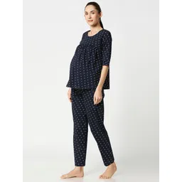 AV2 Women Navy Blue & White Printed Night suit image 3