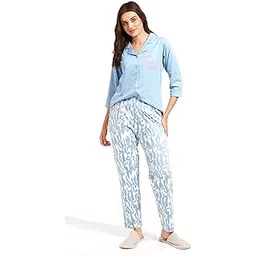 av2 Women's Cotton Butterfly Printed Night Suit Set of Shirt & Pajama Set -4031-picture-17