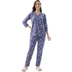 av2 Women's Cotton Butterfly Printed Night Suit Set of Shirt & Pajama Set -4033-picture-19